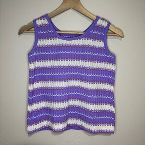 Vintage Sleeveless Tank – Purple, Red & White Zigzag Stripe